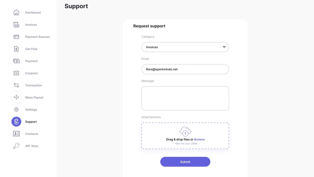 Support ticket form