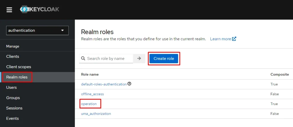 create realm roles to integrate keycloak