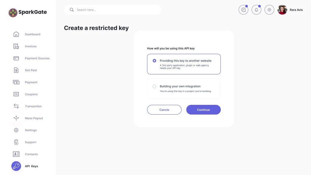 Create API key