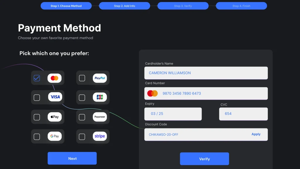 Select payment method