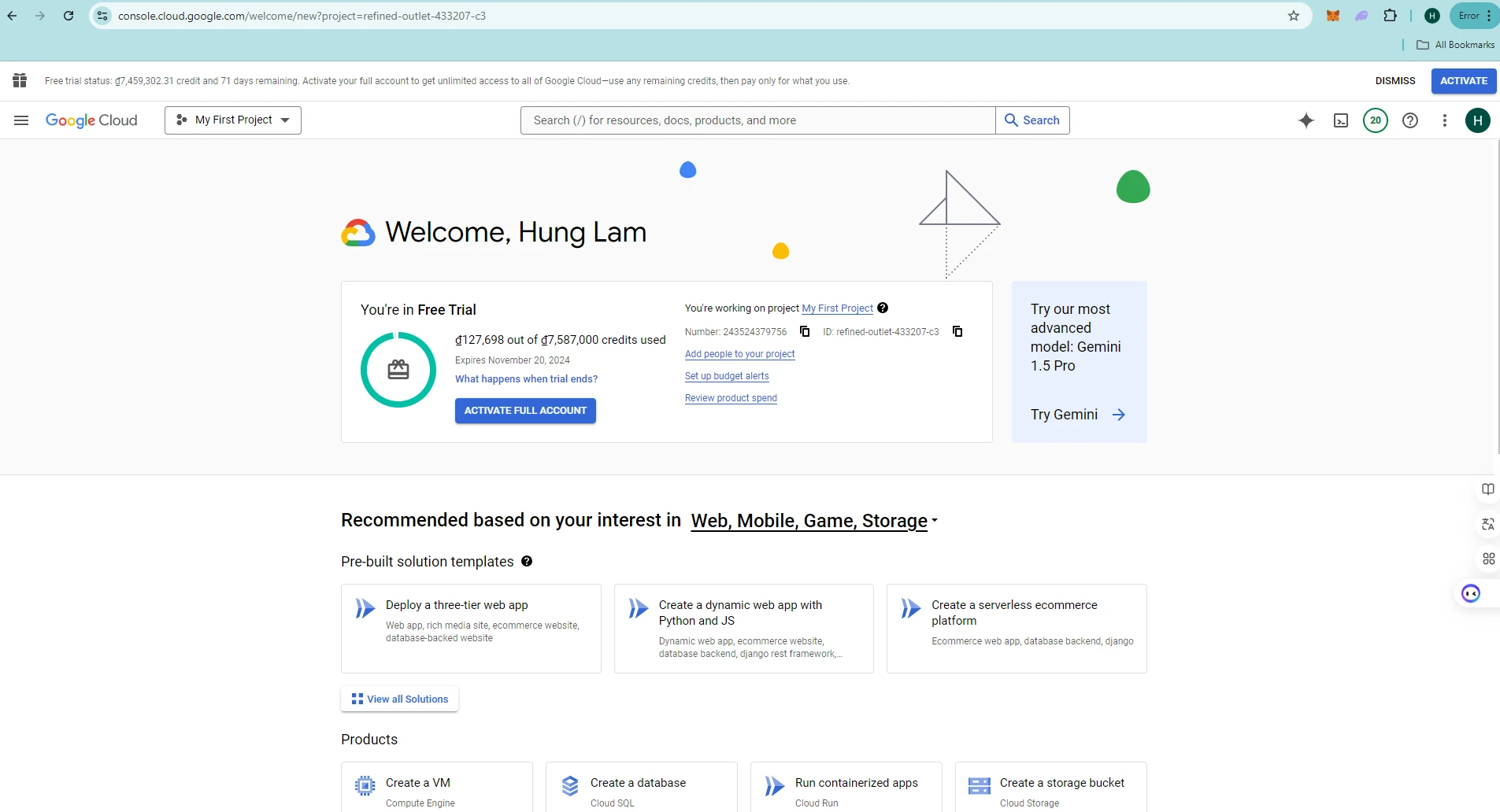 access to google cloud doashboard